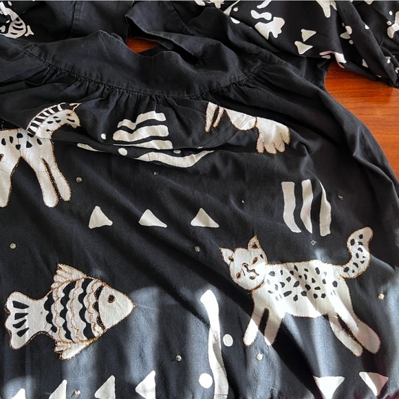 VINTAGE Ramona Rull Womens Black White & Gold Animal Dress size AV - Picture 5 of 14